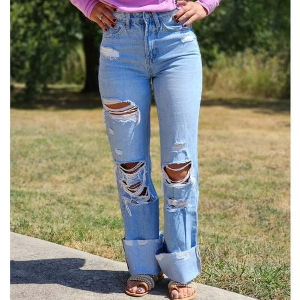 Flying Monkey Light Wash 90's Vintage Wide Leg Jeans 100% Cotton Size 28 - Picture 2 of 6